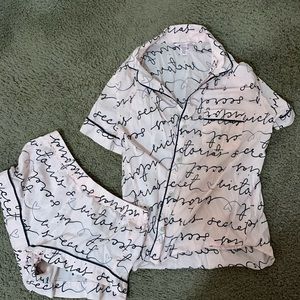 Pink and black victoria’s secret pajamas set shorts